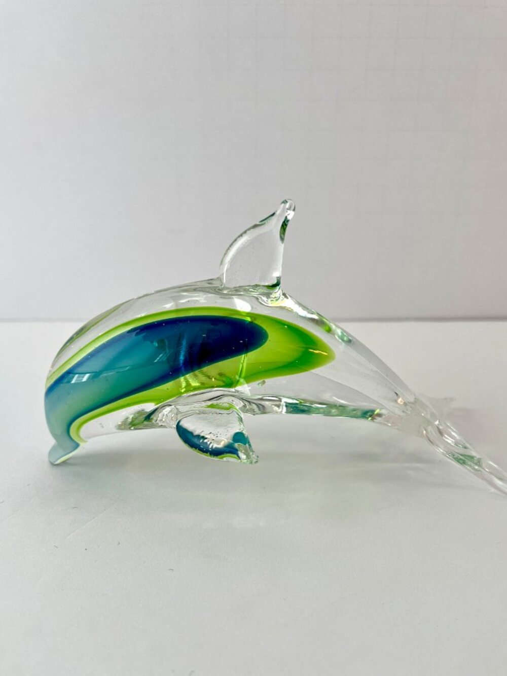 Hand-blown Artisan Glass Dolphin Figure, Sommerso Technique, 6.5" EC - Picture 2 of 10